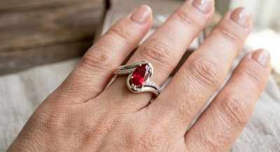 Lab Grown Ruby  Baypass Infinity Ring 925 Sterling Unique Gemstone Ring