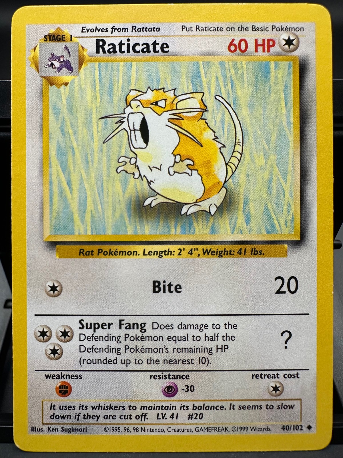 Raticate 40/102 Base Set Pokemon TCG 1999 LP