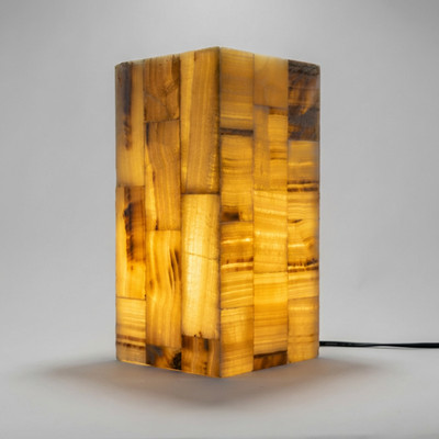 Latina - Mexican Onyx Lamp - 100% Natural Calcite Rock From Mexico 12.5x6x6''