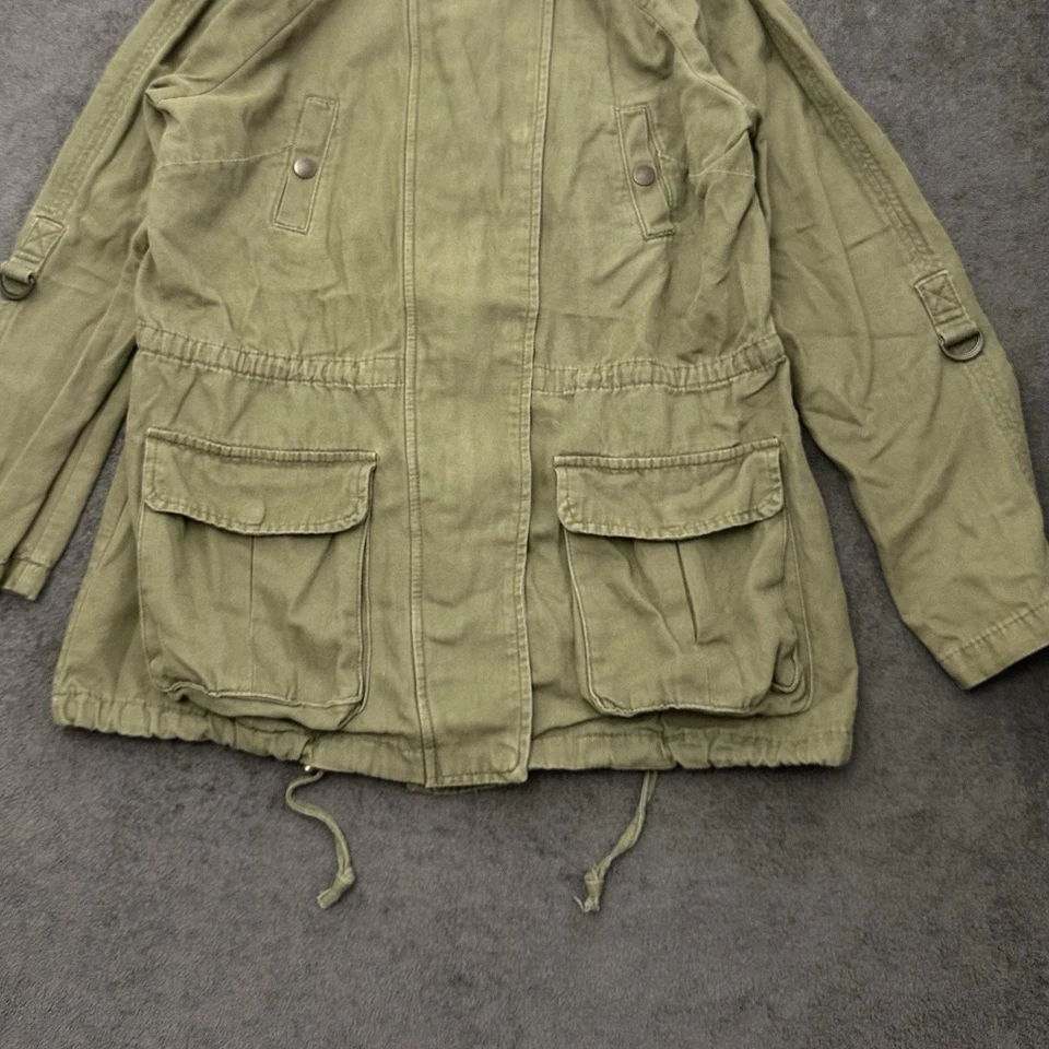 Matty M Womens Cotton Utility Cargo Jacket Army Green Size Large Pockets - Image 3 of 4