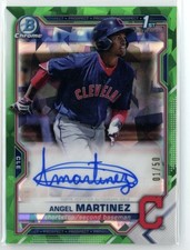 Angel Martinez 2021 Bowman Chrome Green Sapphire Refractor Auto /50 Guardians