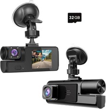 1080P Dual Dash Camera for Car Front and Inside Dashcam Security with 32G Card