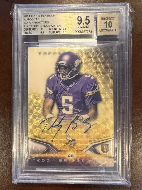 2014 Topps Platinum Teddy Bridgewater Superfractor 1/1 Rookie Auto BGS 9.5