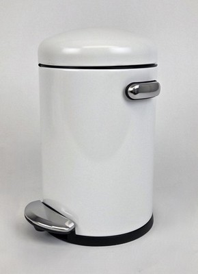 Treteimer 4,5L Simplehuman CW1295CB runder, retro, weißer Stahl, NEU