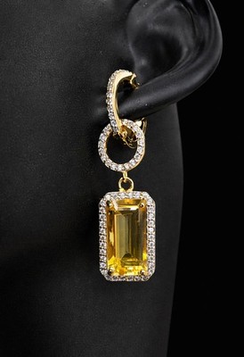 Citrin & Diamant Halo Ohrringe Ross Simons Gold Vermeil über Sterling 925...