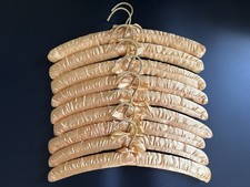 Vintage Golden Yellow Peach Satin Padded Lingerie Clothing Hanger Set of 9