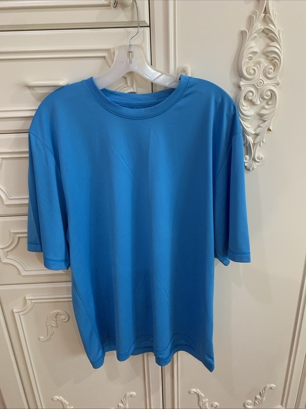 JOCKEY MEN'S CREW NECK SHORT SLEEVE POLYESTER SHIRT TEAL BLUE  Size XL