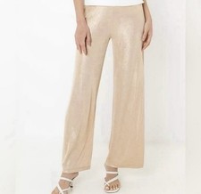 Zara Gold Shimmer Wide Leg Pants Size Medium