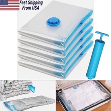 5 PCS Jumbo Vacuum Storage Bags Bedding Clothes Seal Travel Space Saver w/ Pump