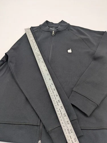 Apple Store Employee Bomber Jacket Mens Small Black White Logo Full Zip Preppy image 6