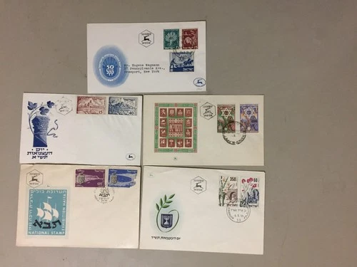 Five '50 Israel fdc with two stamps