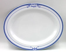 Bernardaud Porcelain Café Paris Blue Oval Platter 15 3/8”