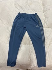 Adidas Men's Warm-Up Tapered 3-Stripes Pant With Pockets Light Blue Size XL