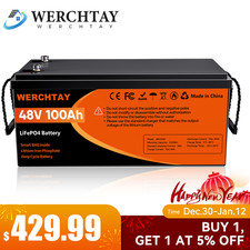 48V 100Ah Lithium LiFePO4 Battery Deep Cycles BMS For RV Sloar Golf Carts