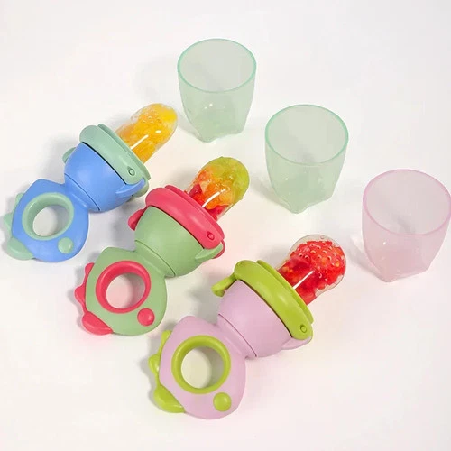 Baby Fruit Feeder Dinosaur Silicone Teething Food Feeder Push Type Dinosaur - Picture 4 of 22
