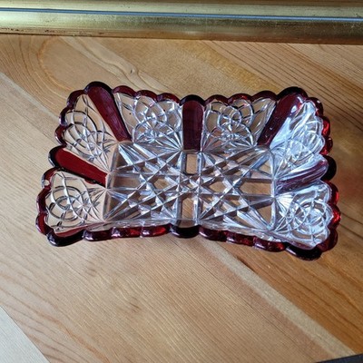 Antique EAPG Wimpole Celery Tray Ruby Stain c1900 Unknown Manufacturer READ