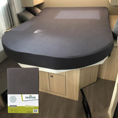 Spannbettlaken Wohnmobil Queensbett 130-160x200 Anthrazit Jersey MultiFit Camper