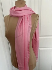 Pashmina /Silk Scarf Wrap Stole Shawl Fringed Pink 74" x 27"