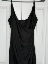 Forever 21 Dress Spaghetti Straps Asymmetrical Hem Back Zip V-Neck Body Con Sz S