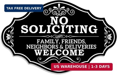 No Soliciting Sign Family Friends and Neighbors Welcome Front Door Sign, Funny N