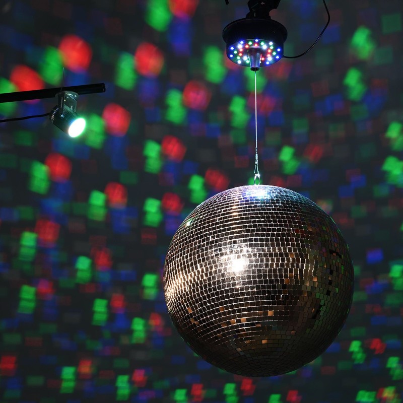 Yescom 16" Large Disco Ball with Motor and Light 6RPM Rotator & 3W RGB Spotlight