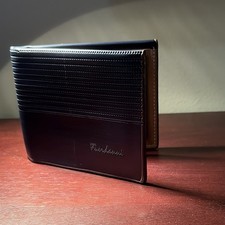 Trussardi Men's Bifold Wallet Striped Black/Brown Logo Folding Credit Card