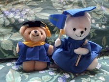 Lot 2 Vintage Plush Russ Berrie Stuffed Teddy Bears Graduation Gifts w/ Diploma