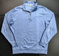 Peter Millar Crown Comfort Interlock 1/4 Zip Pullover Sweater Blue Men's Medium