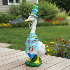 Porch Goose Statue Wear Clothing Outfit-20"High Large Garden Goose Decor Wear Bi