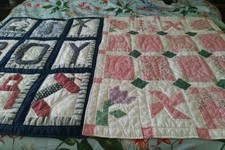 Lot of 2 Quilts Boy  Girl Babies Patchwork Quilts In Blue  Pink With Appliques