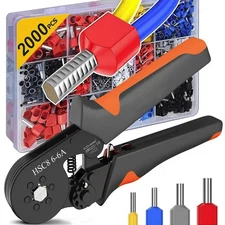 Hexagonal Ratchet Crimping Tool Kit 23-10AWG (0.25-6mm²) + 2000pcs Wire Terminal