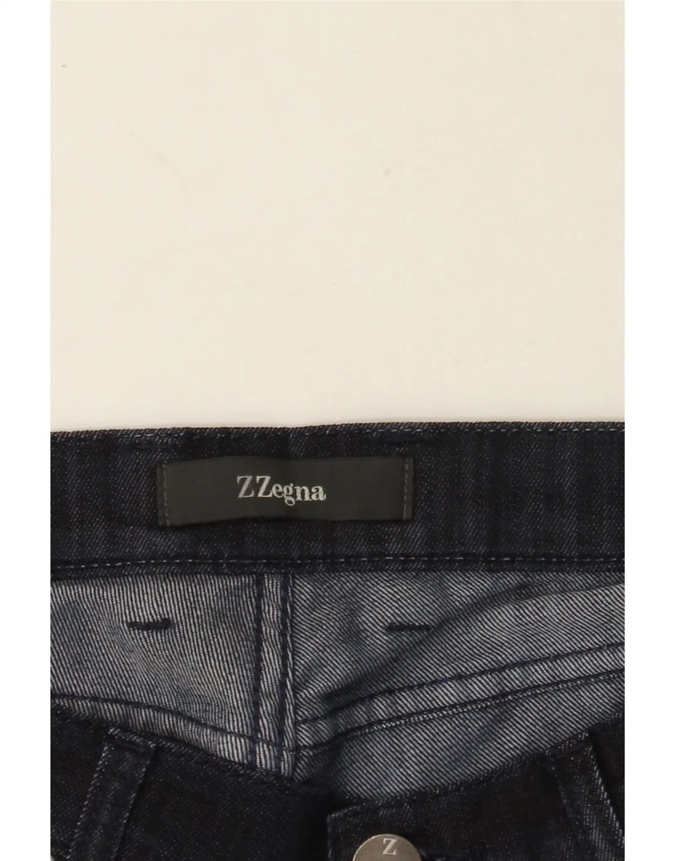 Z ZEGNA Mens Narrow Fit Low Waist Slim Jeans W34 L36 Navy Blue Cotton DR41 - Image 4 of 4