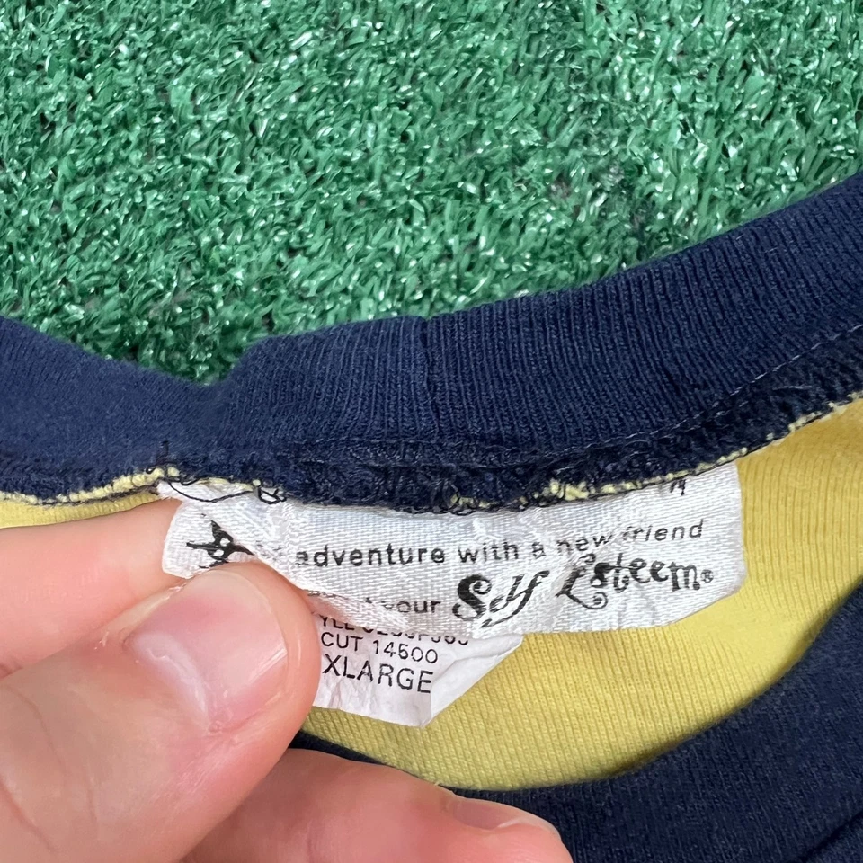 Camiseta de bebé vintage autoestima princesa 55 para mujer XL jersey amarillo azul marino Y2K Foto 3 de 4