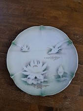 Vintage Welmar Germany Green Water Lily Dove Porcelain Handpainted Plate