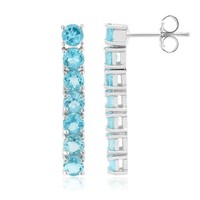 Cavill Blaue Apatit Ohrringe 2,86Ct Rund 925 Silber Rhodiniert Damen