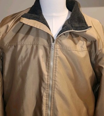 Men's Chaps Bomber Jacker. Khaki Shark Skin Coat Large.