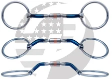 Sweet Iron Bit Loose Ring Comfort Barrel Bits, Blue Alloy Sweet Iron Snaffle Bit