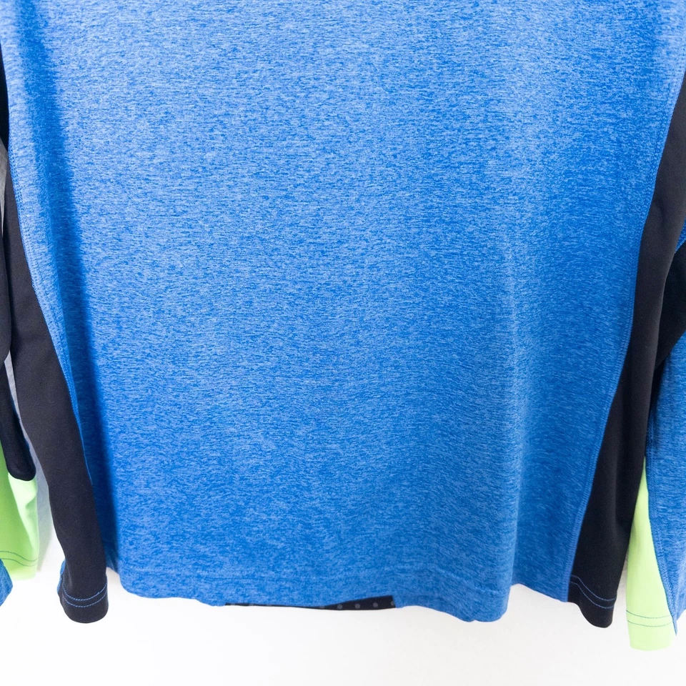 Asics Mens Long Sleeve Shirt Size M Blue Black Neon Athletic Running Activewear - Image 3 of 4