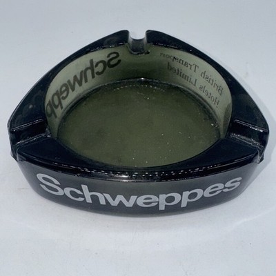 VINTAGE SCHWEPPES BRITISH TRANSPORT HOTELS HEAVY GLASS ASHTRAY P-4231