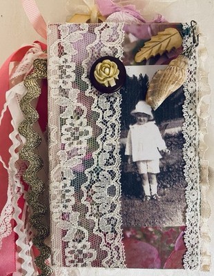 MIGHTY MINI VTG Junk Art JOURNAL Eclectic Lots of Ephemera HAND CRAFTED 120 pgs