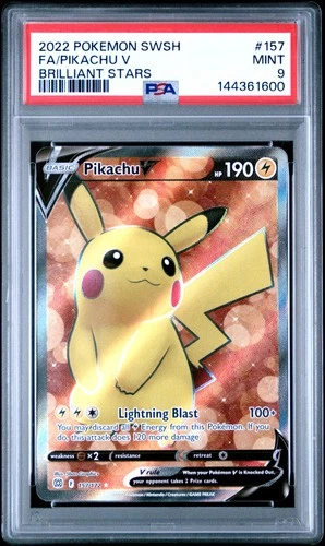 Pikachu V 157 2022 Pokemon Sword & Shield Brilliant Stars PSA 9