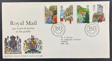 1985 UK ROYAL MAIL 350 Years Of Service FDC First Day Cover + Insert
