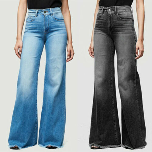 Sexy Women's Bootcut Denim Jeans stretch Pants Black UK 4-14