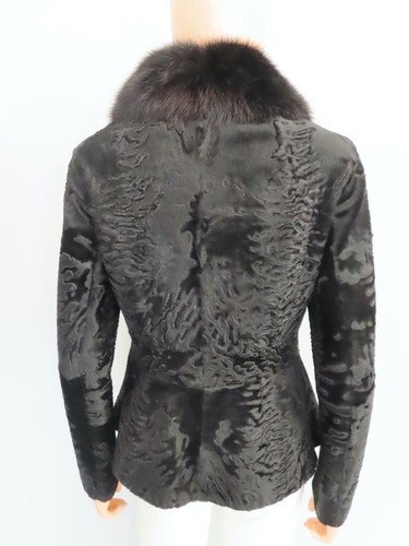 J. Mendel Sheared Black Persian Lamb with Fox Fur Follar Jacket US 6-Runs Small - Picture 10 of 12