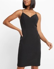 NWT Express Black Sweetheart Neckline Modest Knee Length Dress Lined SML