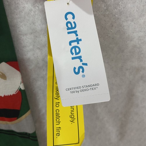 Carters Kids Christmas Santa Reindeer Pajama Set 6-8 Green Sleepwear Unisex - Picture 3 of 23