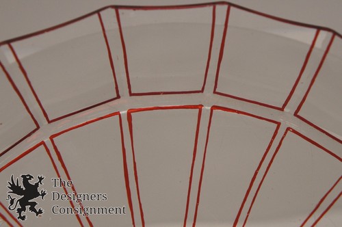 Hand Blown Ruby to Clear Glass 9" Bohemian Bar Tray Plate Sunburst Leaf Design - Picture 11 of 11