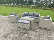 Fimous 4 Color Rattan Garden Furniture Sofa Set Outdoor Patio Coffee Table Stool