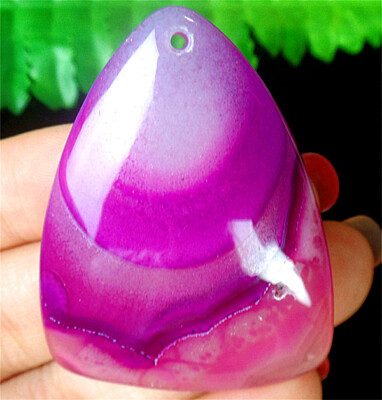 47x36x6mm Rose Stripes Onyx Agate Triangle Healing Pendant Bead BQ66283