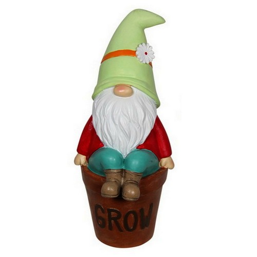Garden Gnome Inspirational Floral Flower Pot Statue Ornament Figurine Home Decor - Picture 5 of 7